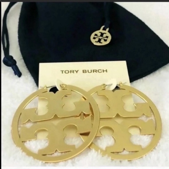 NEW Tory Burch Miller Hoop Earrings in Gold Color - Picture 3 of 6